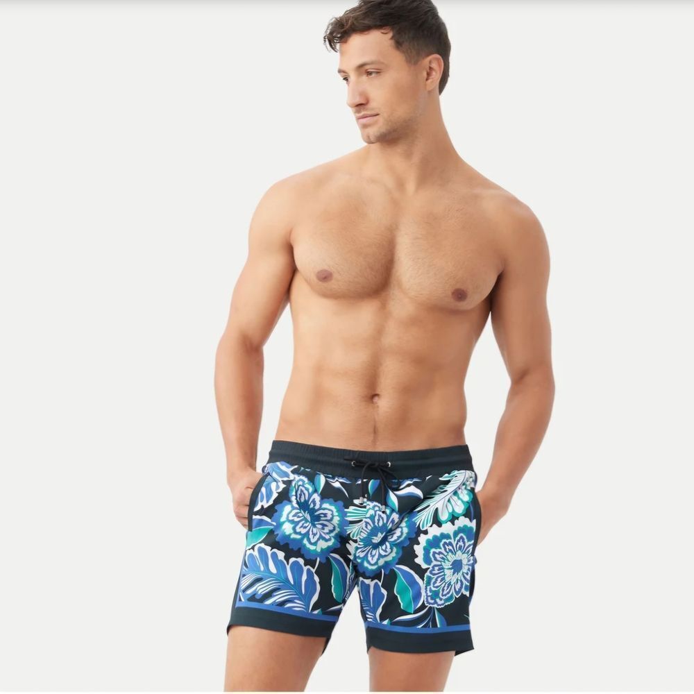 Mr. Turk Men's Blue Floral Swim Board Shorts
